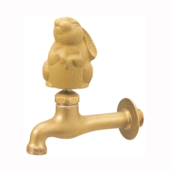 ヴィンテージvintage真鍮製うさぎのガーデン水栓蛇口(年数経過品) 商品廃盤 立水栓用蛇口 陶芸フォーセット 野うさぎ /
